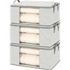 Naapesi 3 Pezzi Borse Portaoggetti Pieghevoli e Impilabili per Abiti, Coperte, con Manici Rinforzati e Doppia Cerniera, Cassetta Contenitore per Armadio e Sotto Letto 60 x 40 x 30cm (Grigio 80L)