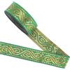 GORGECRAFT Nastro Jacquard in Oro Metallizzato 6.4m*2cm Etnico Vintage Boho con Frange Ricamate su Entrambi I Lati Tessuto Piatto per Cappelli Abbigliamento Indumenti Cucito Artigianato Verde Scuro