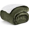 Bedsure Coperta in Pile Sherpa - Plaid, Verde Edera, 150x200 cm | Plaid Divano e Letto, Coperta Calda Accogliente, Blanket Extra Spessa Morbida, Coperta Termica Copridivano Matrimoniale