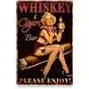 WADORN Targa in metallo vintage con scritta Whisky Pin Up Girl, 20 x 30 cm, con sigari, stile retrò, decorazione da parete, per bar, pub, club, bar, cavere, ufficio, garage, uomini e donne