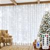 HeiPard Tenda Luminosa 3x2m 200 LED Bianco Freddo USB Decorazione Finestra | Luci a Cascata, 8 Modalità, 4 Luminosità, Timer, Memoria, Senza Fori, Telecomando, Finestra