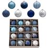 Valery Madelyn Set di ornamenti natalizi, 16 carati, blu navy e argento | Decorazioni per albero di Natale infrangibili blu navy e argento, eleganti ornamenti da appendere per alberi di Natale