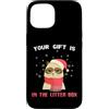 Christmas Cat Meme Apparel Custodia per iPhone 15 Yours Is In The Litter Box, divertente meme natalizio con gatto