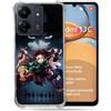 Cokitec Cover rinforzata per Xiaomi Redmi 13C 4G Manga Demon Slayer Nero
