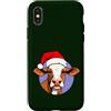Christmas Animals Custodia per iPhone X/XS Mucche Natalizie/Babbo Natale Mucca