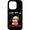 Christmas Cat Meme Apparel Custodia per iPhone 15 Pro Yours Is In The Litter Box, divertente meme natalizio con gatto