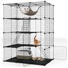 COSTWAY Gabbia per Gatti a 4 Piani in Metallo e PP, Torre per Animali con Amaca Comoda, Scale, Porte e Finestra, Recinto in Filo Metallico per Furetti, Conigli e Cani (109,5 x 74,5 x 143 cm)