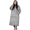Catalonia Classy Grande Coperta con Cappuccio Sherpa per Adulti, Donne e Uomini, Super Calda, Lunga, Oversize, Peluche, Vestaglia con Cappuccio e Tasca Frontale, Grigio Cenere