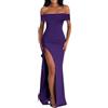 Generico Donna Ospite di Matrimonio da Formale Lungo con Volant E Spacco Senza Maniche Spalle Scoperte Elegante Vestiti Estivi Eleganti Vestito Cerimonia Sera Abito 18Esimo Ragazza Prom