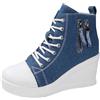 MODSGUE Sneaker da donna in tela, con zeppa, scarpe da ginnastica con tacco alto, scarpe basic con plateau per lo sport, il tempo libero