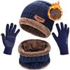 Petrunup Cappello Sciarpa e Guanti Touch Screen Uomo Invernali Berretto in Maglia con Sciarpa Beanie Collo della Ciarpa 3/2 Pezzi per Uomo Donna
