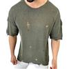 Foweknow Maglione da uomo a maglia strappata, a maniche lunghe, con scollo a V, tinta unita, a maniche lunghe, slim fit, elasticizzato, a maniche lunghe, da uomo, per autunno e inverno