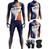 XRLQZH Tuta Ciclismo Invernale Uomo, Completo Termico Antivento MTB Maglia Manica Lunga+Pantaloni 9D Gel con Pettorina, Manica Lunga Completo Strada MTB Bici