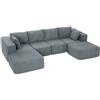 HOMCOM Divano Modulabile ad Angolo Effetto Velluto Grigio Scuro 294x165x70 cm