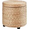 HOMCOM Pouf Contenitore Tondo Tavolino Stile Boho con Rivestimento Naturale