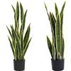 Outsunny Sanseveria Artificiale in Vaso da Esterno e Interno 21 Foglie