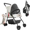 BAKAJI Passeggino per Cani e Gatti Carrozzina Animali Domestici Pieghevole Grigio 15kg