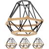 LEDs Com ledscom.de, 4 paralumi a gabbia con corda di canapa, design a diamante, colore nero, diametro 155 mm - Nero / 15,5 cm / Canapa/Acciaio, confezione da 4 pezzi (venduti singolarmente)