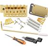 Unxuey Kit per chitarra elettrica Tremolo Bridge Bar Kit a 6 corde Bridge Tremolo System Set con piastra per collo Rinforzare Board per Fender Strat Chitarra Sostituzione, Oro