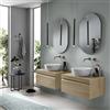 BlueLife Bagno completo sospeso con doppia base 80 e lavabo e 2 specchi - RIO Rovere chiaro