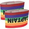 TOYANDONA 2 Pezzi Fascia da Capitano Calcio, Nylon Elastico | Chiusura a Strappo, per Braccio Superiore, Partite e Tornei, Colori Vivaci Arcobaleno