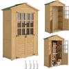 Outsunny Armadio da Giardino in Legno con Finestre Trasparenti Marrone Chiaro
