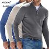 ANIMAL GAME Felpa da uomo autunno Pullover caldo Tinta unita Mezza cerniera Maglione casual Slim scollo a V Manica lunga Felpe da uomo Top invernale
