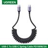 UGREEN Cavo USB Type-C a molla per auto UGREEN, cavo USB-C a USB-C, ricarica rapida PD da 100 W per Apple, Huawei, Samsung, iPhone 18 Pro Max, trasferimento dati 5 A.