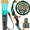 JOYFY Set arco e frecce per bambini Set di giocattoli per tiro con l'arco con illuminazione a LED con 9 frecce a ventosa per bambini Gioco da caccia all'aperto per interni Giocattolo regalo