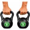 NONE BSFIT® combo 2 kettlebell da 8 kg - Kettlebell per Bodybuilding e Allenamento della Forza - plastica riempita di cemento - Palestra Domestica