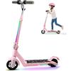 NONE Monopattino elettrico Y-RAIN, monopattino elettrico pieghevole per bambini dai 6 ai 12 anni, freno elettronico, velocità massima 15 km/h, display LED, altezza regolabile e luci LED colorate, carico