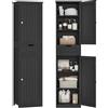TEENFON Mobile da Bagno Salvaspazio Stretto e Alto con Cassetto, Armadietto Bagno Moderno 2 Ante + 1 Cassetto 40x30x170 cm, Nero