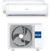 Haier Trendy H2U14TAA Condizionatore Fisso Dual Split 9000 Btu + 12000 Btu, 2 Unità Interne E 1 Esterna, Inverter Plus, Bianco