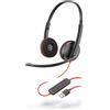 HP Poly POLY Blackwire C3220 Auricolare Cablato A Padiglione Musica e Chiamate USB tipo A Nero, Rosso