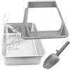 Generico Semichiusa Lettiera Gatto Acciaio Inox, 40x30x19 Cm Profonda E Rinforzata Lettiera Gatto Grande, Resistente Agli Schizzi E Facile Da Pulire, Paletta Per Inclusa