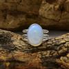 Brillante Milky Opale Gemma 925 Argento Sterling Artigianale Anello Tutti Misura
