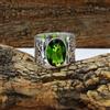 Bellissimo Peridoto Topazio Gemma 925 Argento Sterling Handmade Fedina All Size
