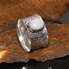 Belli Pietra di Luna Gemma 925 Argento Sterling Artigianale Anello Av _ 13
