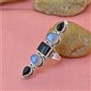Onice Nera , Luna Gemma 925 Argento Sterling Artigianale Anello Tutti Misura g-5