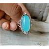 Adorabile Blu Calcedonio Gemma 925 Argento Sterling Mano Anello Tutte le Misure