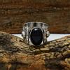 Lussureggiante Onice Nera Gemma 925 Argento Sterling Handmade Fedina All Misura