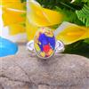 Valentine's Regalo Mosaico Diaspro Gemma 925 Argento Sterling Artigianale Anello