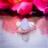 Favoloso Milky Opalite Taglio Gemma 925 Argento Sterling Artigianale Anello All
