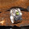 Handmade Fatto a Mano Spinner Fascia Peridoto 925 Anello Argento Sterling Ansia Regalo