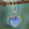 Ciondolo Fatto A Mano in Argento 925 con Pietra di Calcedonio Aqua Cuore