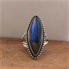 Valentine's Regalo Pietra Labradorite 925 Argento Sterling Artigianale Anello