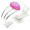Bellissimo Bracciale Cuff In Argento Sterling 925 Con Gemma Opale Tripla R-26