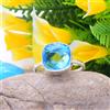 Aesthetic Svizzero Blu Topazio Gemma 925 Argento Sterling Mano Anello All Misura