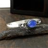 Bracciale Rigido Argento 925 Lapislazzuli Pietra Naturale Gemma Ovale