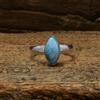 Handmade Fabulous Caribbean Larimar Gemma 925 Argento Sterling Anello Tutte Le Taglie